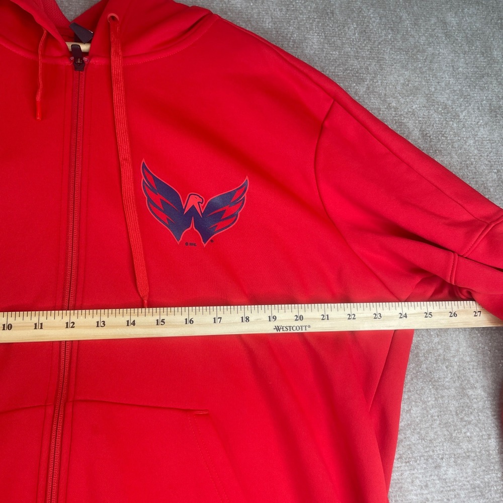 Adidas Washington Capitals‎ NHL Full Zip Hoodie Red Fleece Lined 2XL - Picture 4 of 11